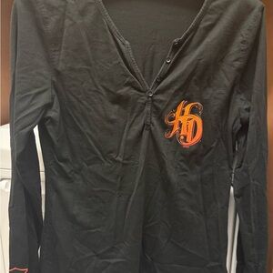 Harley-Davidson Black Henley with Orange Logo